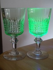 VAL ST LAMBERT 2 ANTIQUE WHITE WINE GLASSES TYPE URALINE CRYSTAL 11.8 cm