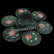 Sous-verre rond en marbre vert