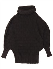 SKUNKFUNK Womens Roll Neck Jumper Sweater UK 12 Medium Black Geometric AK07