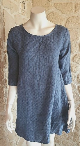 Robe bleue manches - , 3/4
