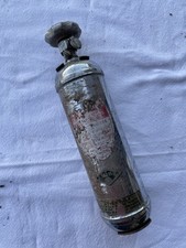 ANCIEN EXTINCTEUR AUTOMOBILE METAL CHROME + SUPPORT