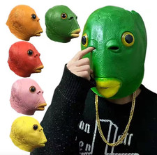 Vert Poisson Monster Latex Masque Intégral Tête De Halloween Fête Drôle Cosplay