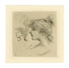 1894 HENRI BOUTET dry tip YOUNG WOMAN WITH BUN etching 1/400 ex.