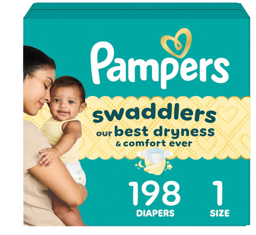 198 count size pampers - size, 1