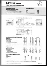 Mercedes-Benz 811D Chassis Cab Specifications 1988-1989 UK Single Sheet Brochure