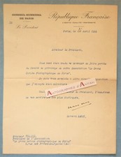 ● Bernard LAFAY letter 1955 President Council Municipal of Paris Tulliez letter