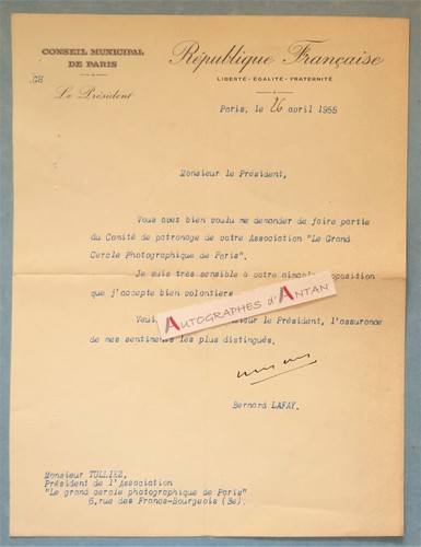 Bernard lafay lettre 1955 - ●,