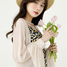 Femme Long Bouffant Boléro Manche Mousseline Cardigan Pur Court Haut Enveloppe