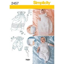 Simplicity 2457 Bébé Baptême Robe Chaussures Capot Couture Motif Tailles XXS - M