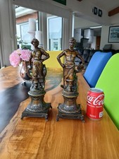 Pair of 12" Spelter Bronzed Figurines FILEUSE & FORGERON