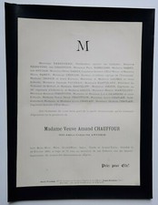 CHAUFFOUR Antonin Rebreyend FAIRE PART Rabier MARTZLOFF Gilardoni Chaplain 1891