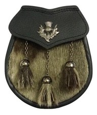 hommes écossais KILT SPORRAN Demi Robe ORIGINAL Peau De Phoque Chardon crête