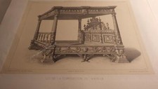 1860. canopy bed Vredeman de Vriese (lithograph. cabinetmaking. furniture).