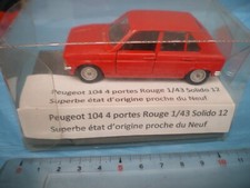 1/43 Peugeot 104 4 portes rouge 1973 -1976 Solido 12 Neuf box personnelle Rare