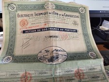 THERMAL ELECTRICITY OF ORB AND GREASE BAG 500 FRANCS 1928 - 4 copies