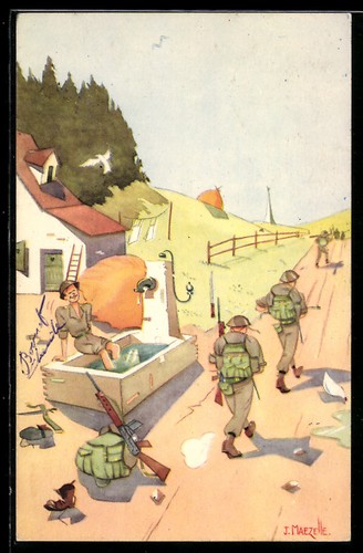 Carte postale artiste soldat - postale, d'artiste