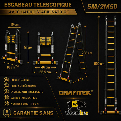 Escabeau télescopique - escabeau,
