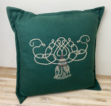 JEAN FRANCOIS LESAGE Broderie Paris Hand Embroidered CHRISTMAS Pillow Sham GREEN