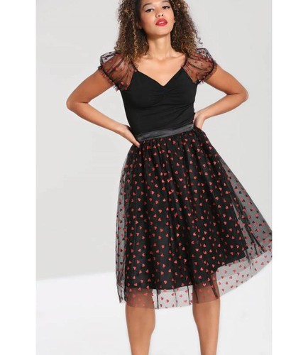 Jupe noire tulle cœurs - jupe,