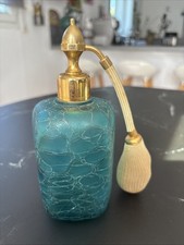 ANTIQUE GREEN CRACKLED GLASS PERFUME VAPORIZER SIGNED MARCEL FRANCK