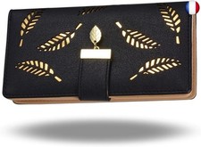 Portefeuille pour Femme, Porte-Monnaie à Larges Feuilles en Cuir élégant Fe