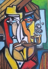"Fumeur à la pipe", acrylique
