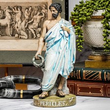 Neoclassical Spelter Metal Hand Painted Antique Statue Sculpture Pericles