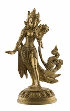 Statue Bouddhiste - Tara  Verte en  laiton - Bouddha Bodhisattva de 13cm #26950