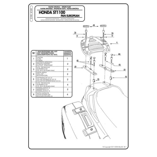 Givi e190 support arrière - e190,