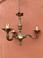 Ancien Lustre 3 Branches En Laiton Ou Bronze