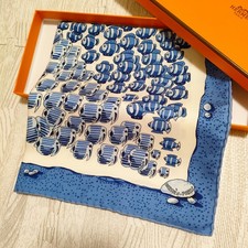 Unused HERMES Petit Carre 45 tropical fish Silk Pocket square 42cm US duty free