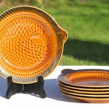 Lot of 6 Sarreguemines France earthenware fish plates Ø 24.5 cm