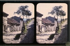 AUTOCHROME Stereo (10x15). G. MEUNIER. France, village, Vardans? 1927