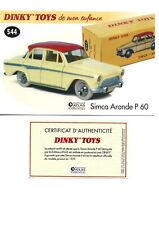 DINKY TOYS Sheet + Certificate SIMCA ROUND P 60 Dinky Toys 544 Atlas