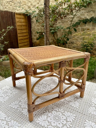 Table basse carrée rotin - table,