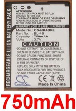 Batterie 750mAh type BL-4B
