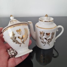 Porcelaine de Paris Miniature Pot Theiere Decor Pensee XIXe Doll Porcelain 19thC