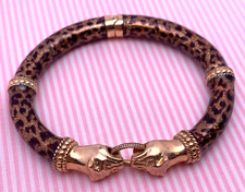 Milor Italy Cougar Head Panther Leopard Bronze Hinged Clamper Vintage Bracelet