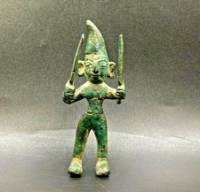 Old Antique Bronze Statue Figure Of Man With Horn Ancient Luristan 1000-650 BC