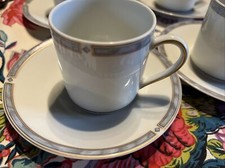 5 Bernardaud Gemme Grey Limoges Porcelain Espresso Cups