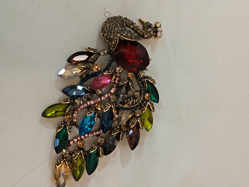 Grande broche paon - , multicolore