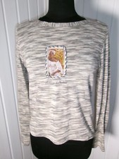 Top tee-shirt beige rayé noir AVENTURES DES TOILES 38/40 stretch femme noire