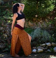 Double Slit long Skirt, Ocher