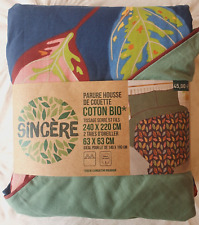 Parure neuve housse de couette 240x220 et 2 taies d'oreiller en coton Sincère