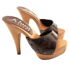 Sexy Serpent Sabots mule en Cuir - K93001 Python Brun