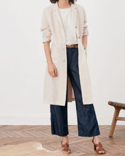 Comptoir des Cotonniers women Belted jacket natural 100% linentrench coat size L