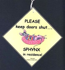 Sphynx Cat in residence painting house sign from original by Suzanne Le Good