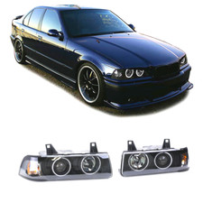 Phares avant Angel Eyes Blanc CCFL fond noir BMW E36 pour Berline / Touring