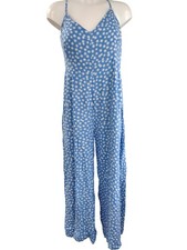 Nobody's Child Maryna Jumpsuit Women's Size 10 Blue Floral EcoVero Viscose