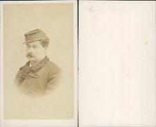 Man in Brandenburg & Astrakan Coat Named Henry Collin, circa 1870 CDV v